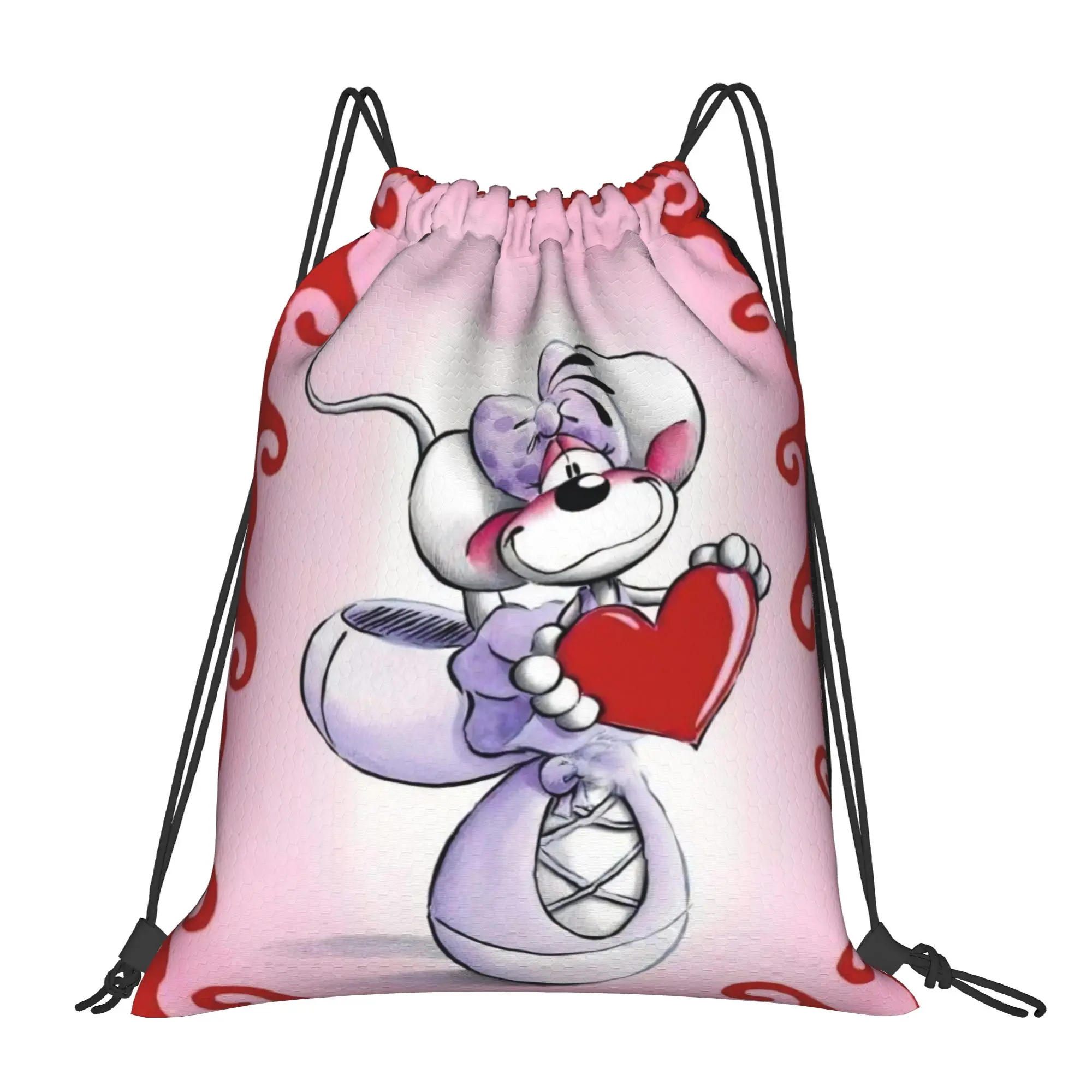 

Cartoon D-Diddl Drawstring Backpack Gym Sports Sackpack Water Resistant String Bags for Cycling