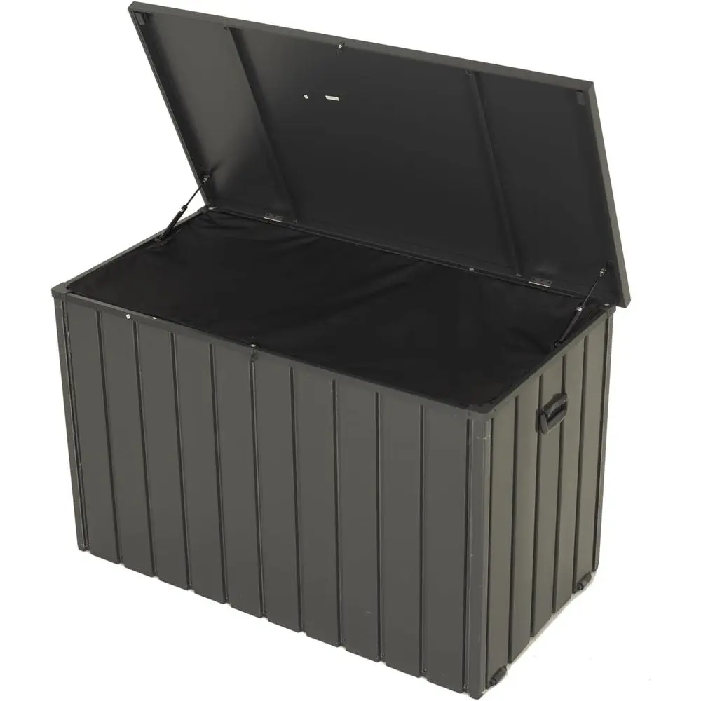 

Outdoor Storage Box, 200 Gallon Metal Deck Box Built-in a rd abric Storage Bag, Lockable & Waterproo Outside Patio Storage Box -
