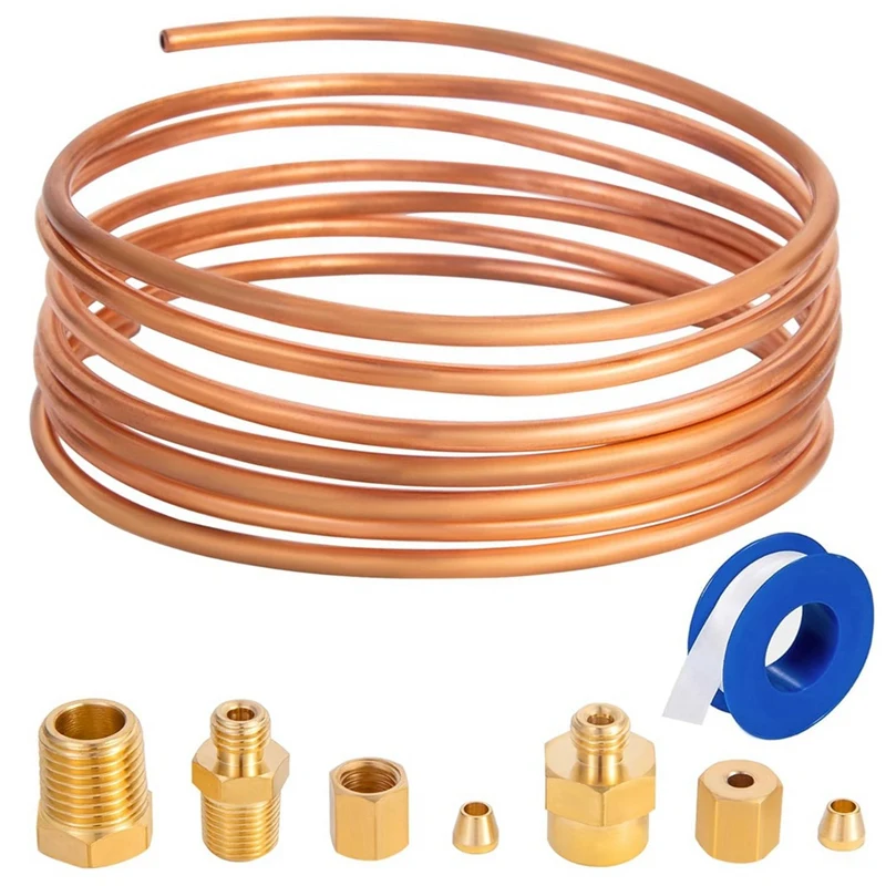 

72Inch Oil Pressure Gauge Tubing Kit,Set Of Copper Tube With 1/4Inch X1/8Inch NPT,1/8Inch NPT Male