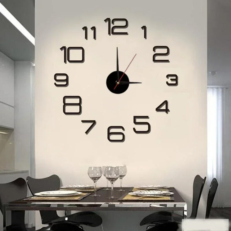 2D Luminous Wall Clock Frameless Acrylic DIY Digital Clock Wall Stickers Mute Clock for Living Room Bedroom Office Wall Decor