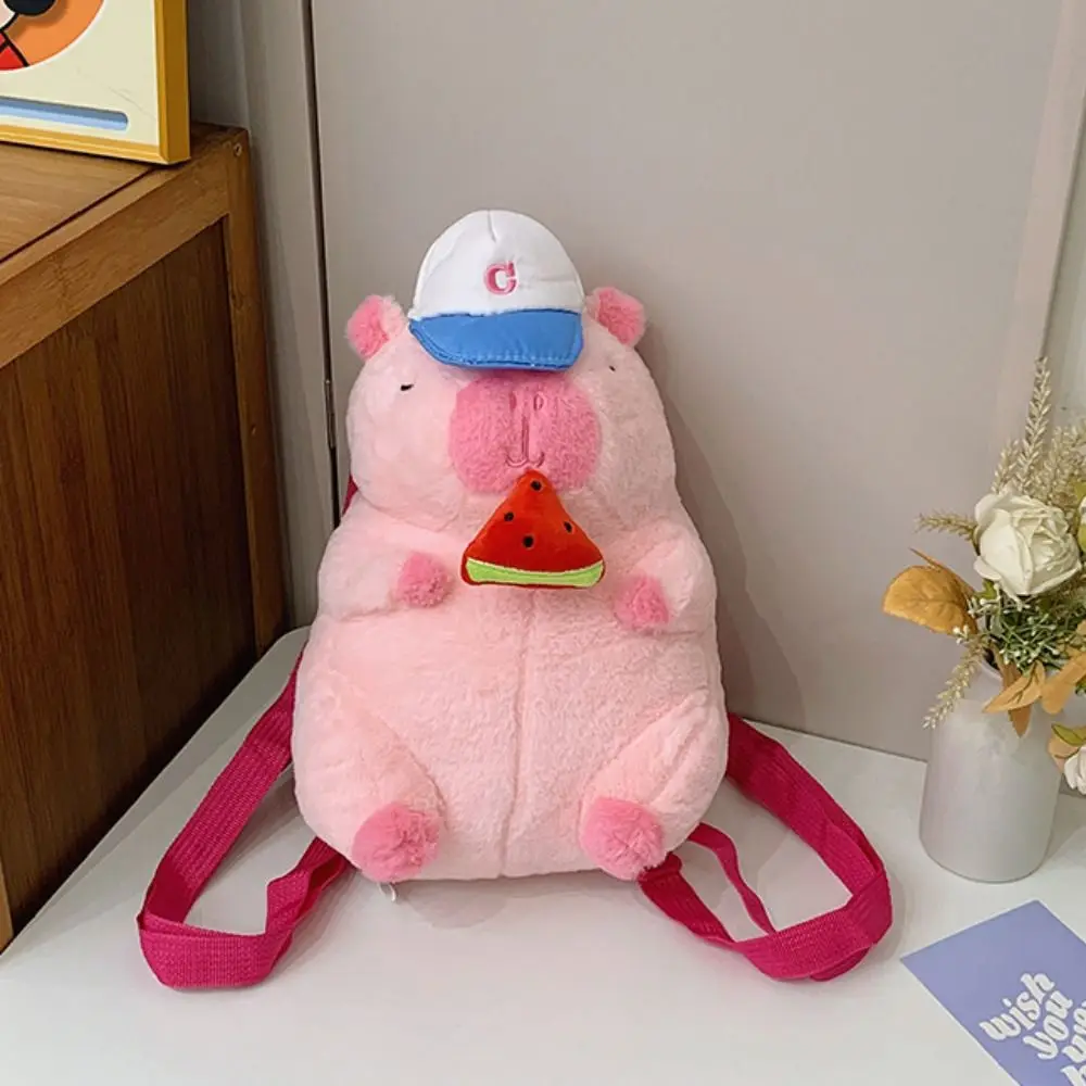 حقيبة Capybara Crossbody بسعة كبيرة ، حقيبة ظهر كرتونية وردية وخضراء ، حقيبة قطيفة محشوة ، موضة