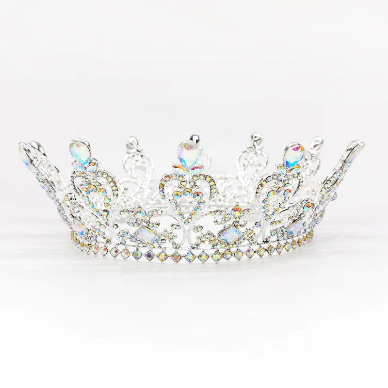 

Baroque AB Crystal Bridal Tiaras Queen Round Crowns Women Rhinestone Pageant Diadem Bride Headbands Wedding Hair Accessories