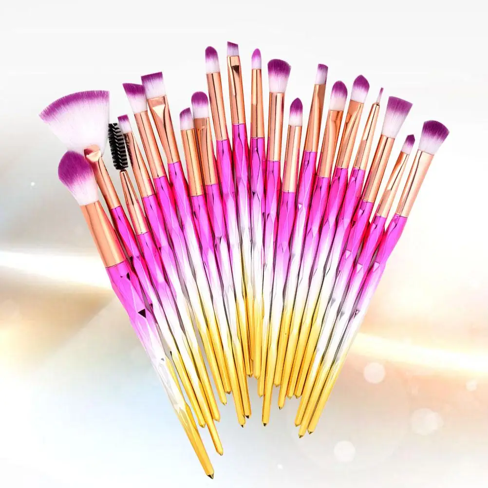 Conjunto de pincéis de maquiagem premium, 20 peças, ferramentas de pincel de fibra com alça de plástico, base, delineador, mascera, corretivo labial, sobrancelha