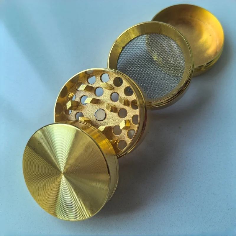 1.6inch/40mm Golden Green Grinder Metal Pestle Mortar Spice Mill Manual 4-layer Salt Grass Tobacco Grinder Smoke Cigarette Tool
