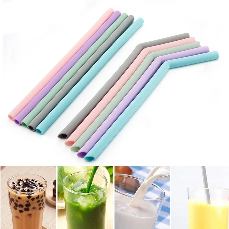 Silicone Drinking Straws Reusable Flexible Straw Silicone Fold Adult Child Straw Home Kitchen Bar Party Straws