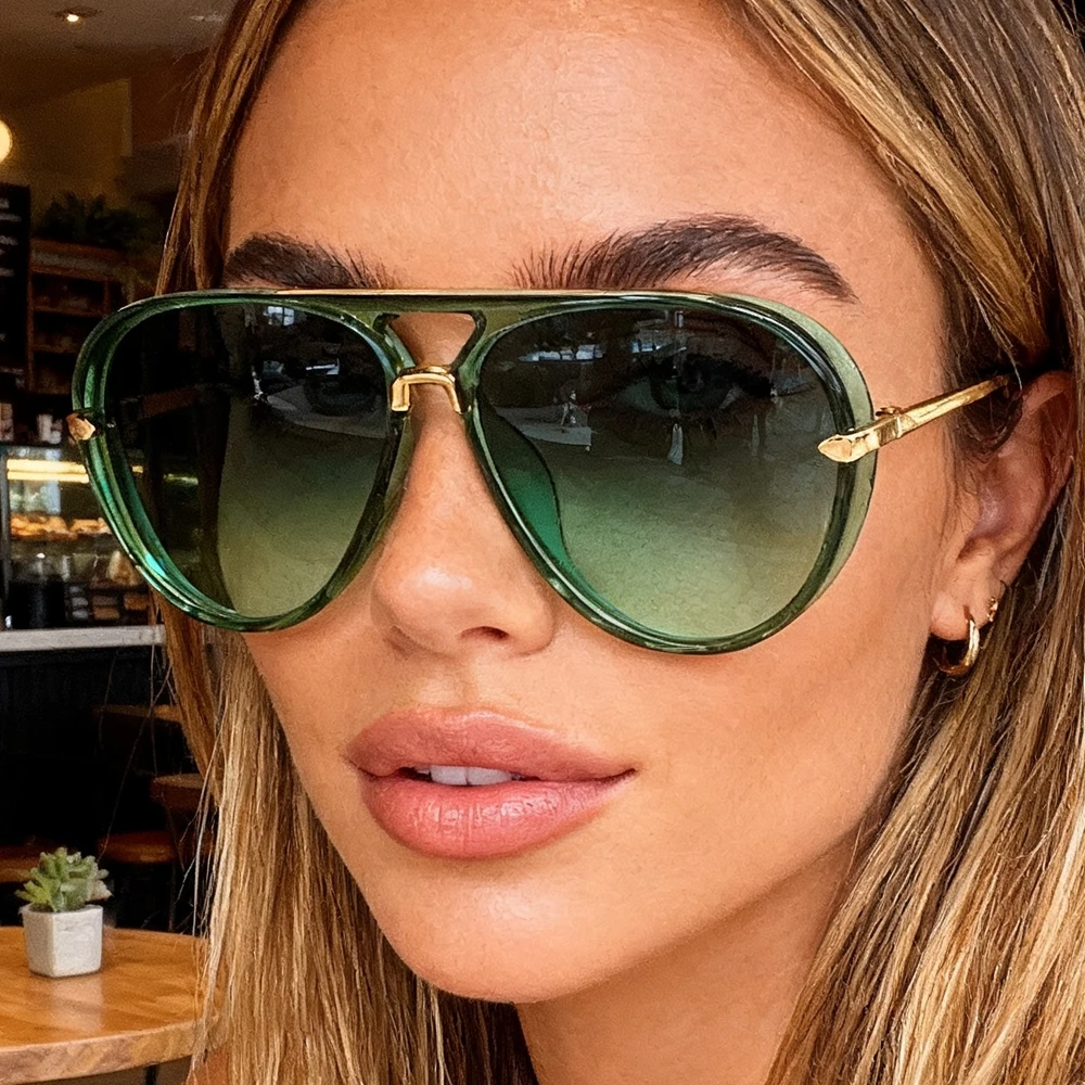Nouvelles Lunettes de Soleil Ovales en Alliage Tendance 2026 avec Protection UV400 pour Femmes et Hommes, Verres Solaires Vert Dégradé Vintage, Lunettes d'Extérieur pour Dames