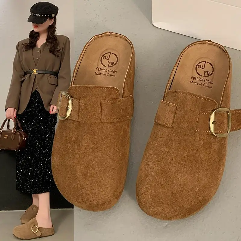 

Shoes Woman 2025 House Slippers Platform Cover Toe Loafers Pantofle New Spring Retro Slides Shoes Woman 2025 Loafers Cover Toe F