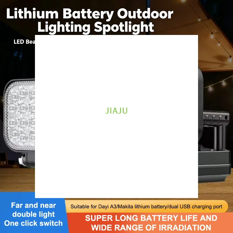 ~3/4 Inch 120W LED Flashlight 21V Li-Ion 2-Level Battery Powered Work Light Dual USB Portable Light Outdoor Camping Output