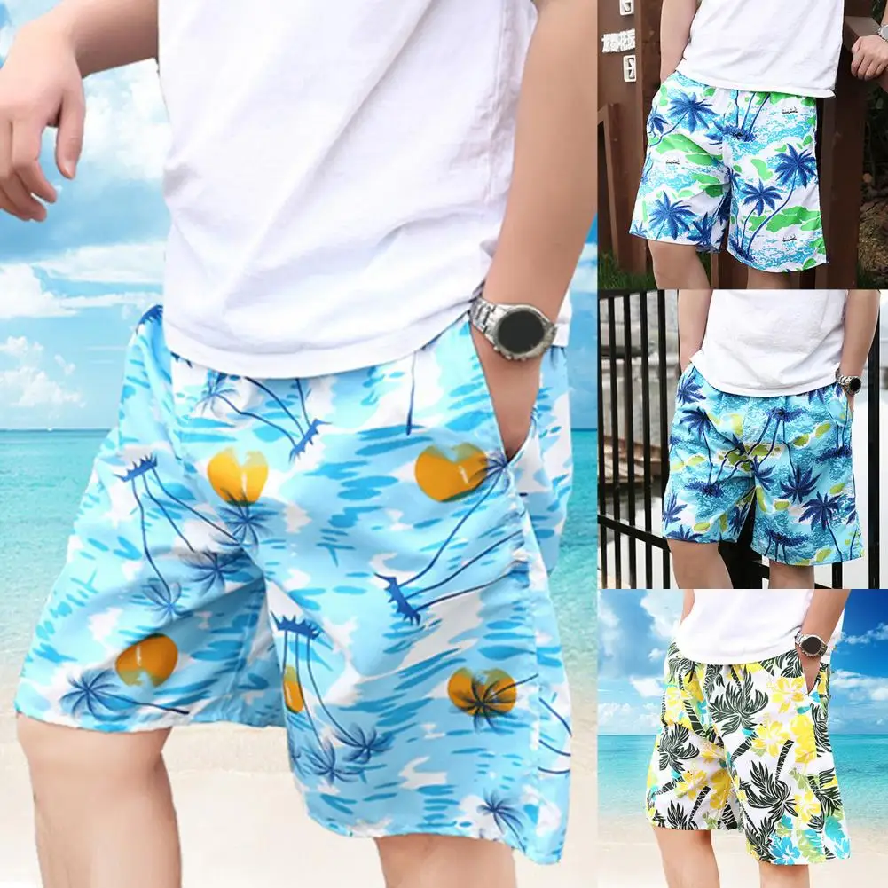 Short d'été taille élastique pour hommes, imprimé Floral coloré, ample, plage, vacances, Sports aquatiques, natation