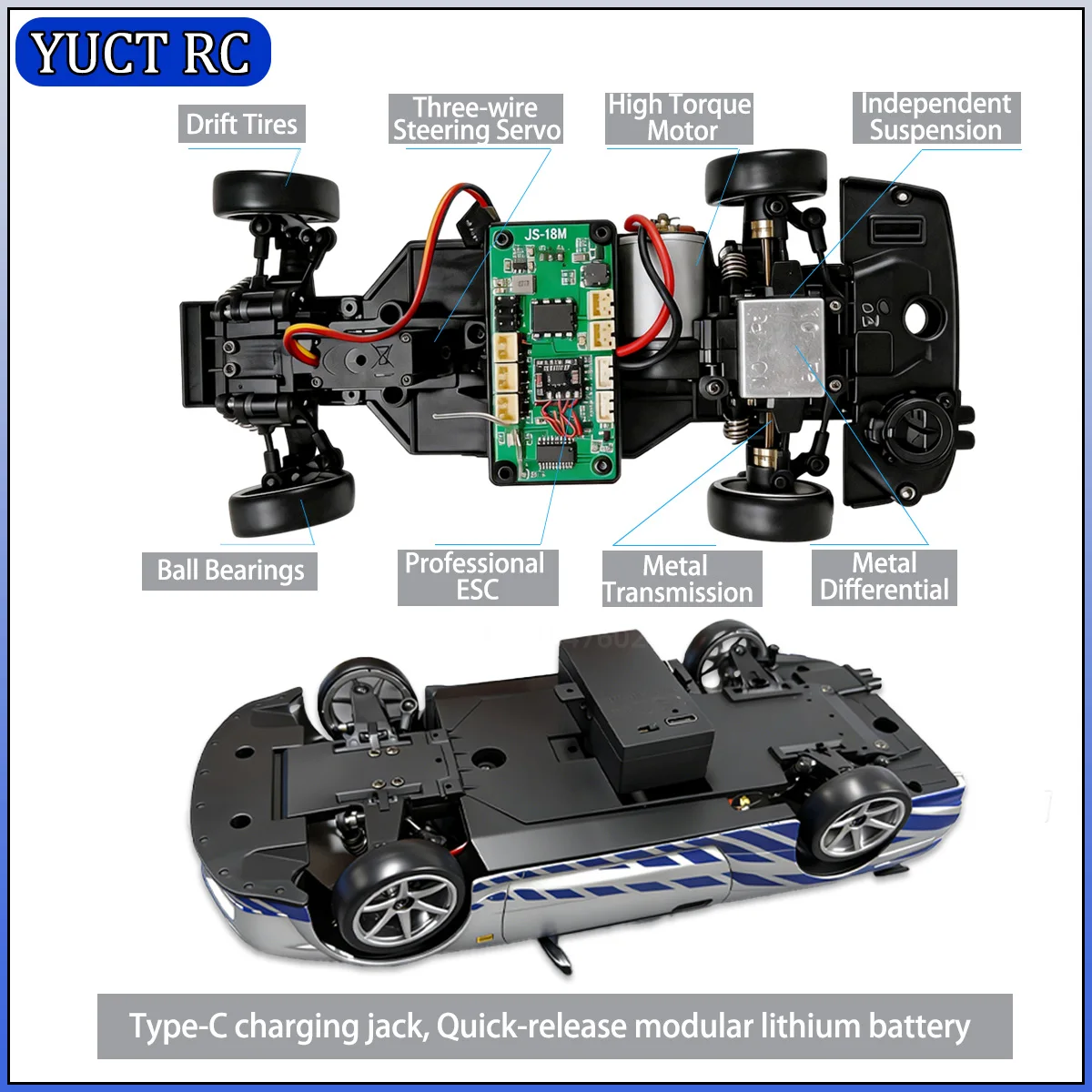 LDRC LD1899 1/18 RC Drift Car GTR Mode 2.4G ESP Gyro Alloy Body LED Racing Car RTR  for Boys Collection Gifts Toys view 3
