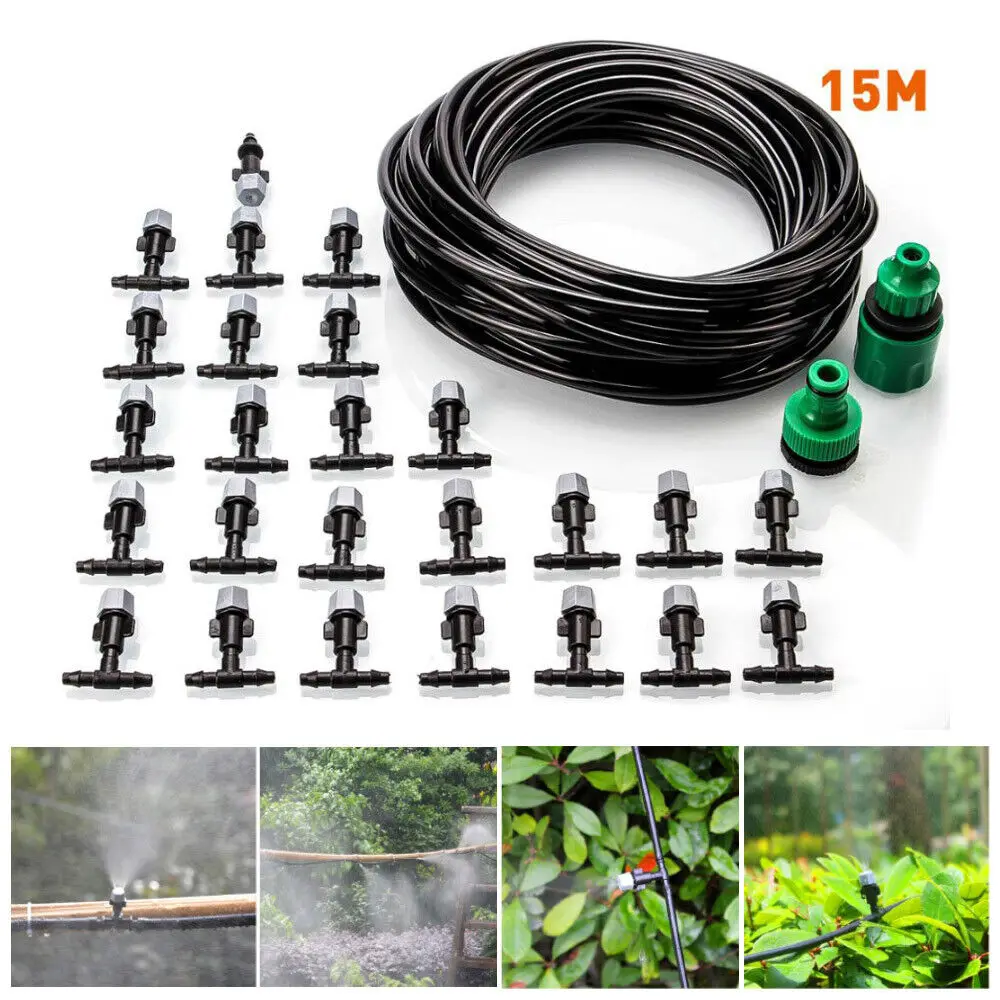 

Automatic Garden Plant Flower Watering Drip Irrigation System Kit w/15m Hose