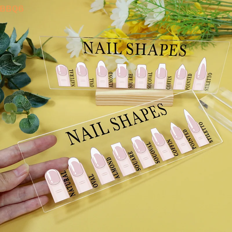*Acrylic Nail Shapes Display Board Mannequin Finger Tips & Nail Shape Guide Static Artwork Sign for Salon Counter Decor