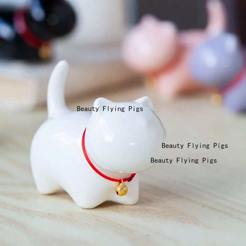 

White Porcelain Tea Pet Cute and Adorable Kitten Ornament Ceramic Paper Town Pen Holder Home Decoration Crafts