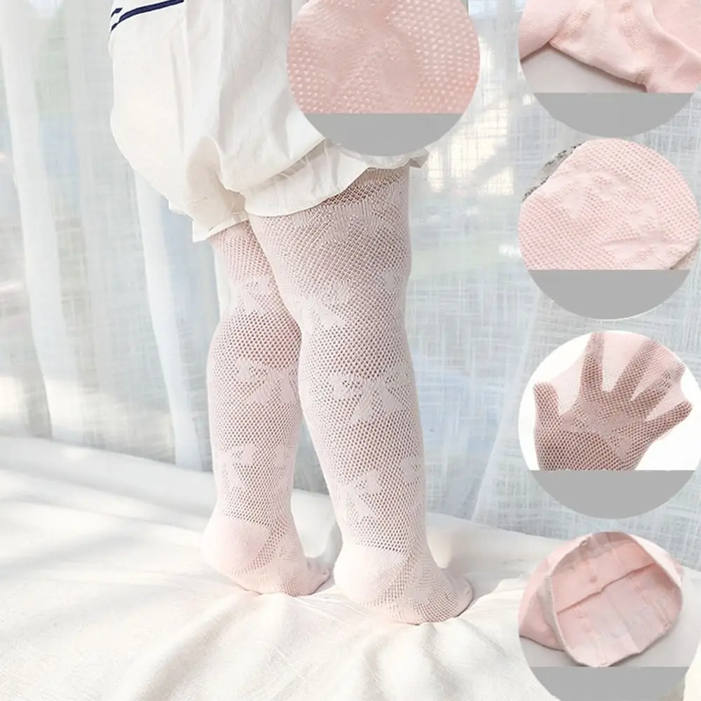 Spring Autumn Mesh Thin Infant Baby Pantyhose Kids Girls Princess Tights Cute Bow Children Stockings White Soft Cotton Hosiery