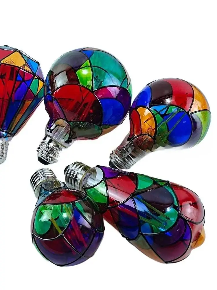 Żarówka LED ręcznie malowana, dekoracyjna, kolorowa, DIY, 4W, ST64 G80 G125 220V, świąteczne oświetlenie ambientowe, ST64 G80 G95 G125, do sypialni — Zdjęcie 2 z 2