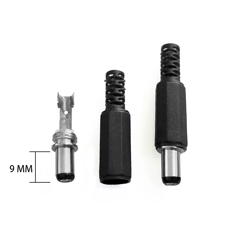 5pcs 2.1*5.5MM DC Male Connectors Power Jack Plug Adapter CCTV Camera Security System Length 9mm for DIY CCTV Accessories