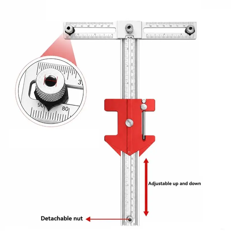 ABLQ Adjustable Hole Positioning Jig Woodworking Handle Hole Locator Drawer Installation For Home