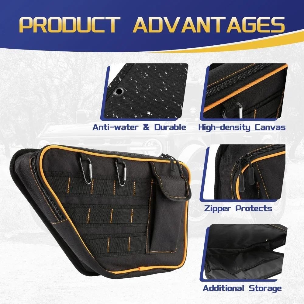 For Ford Bronco 2021-2024 2/4 Door 1 Pair Front Door Storage Pockets Door Interior Side Organizer Bags (Not for Sport)