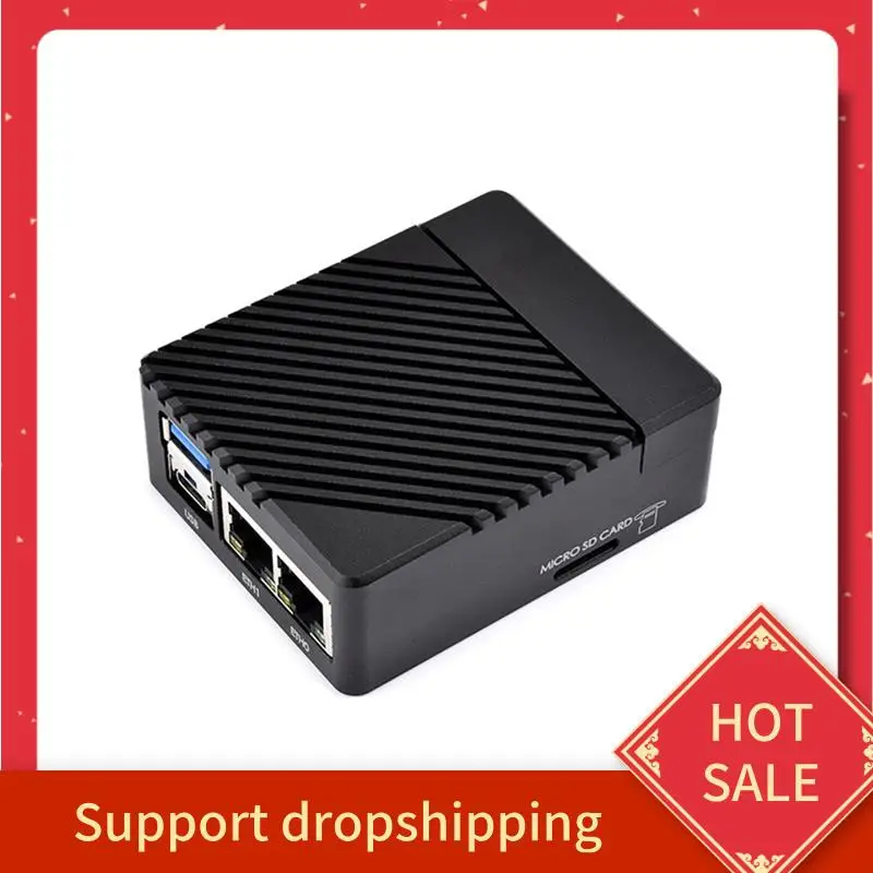 

B44C Aluminum Alloy Shell Mini Expansion Board For Compute Module 5, Dual Ethernet, US Plug - CM5-DUAL-ETH