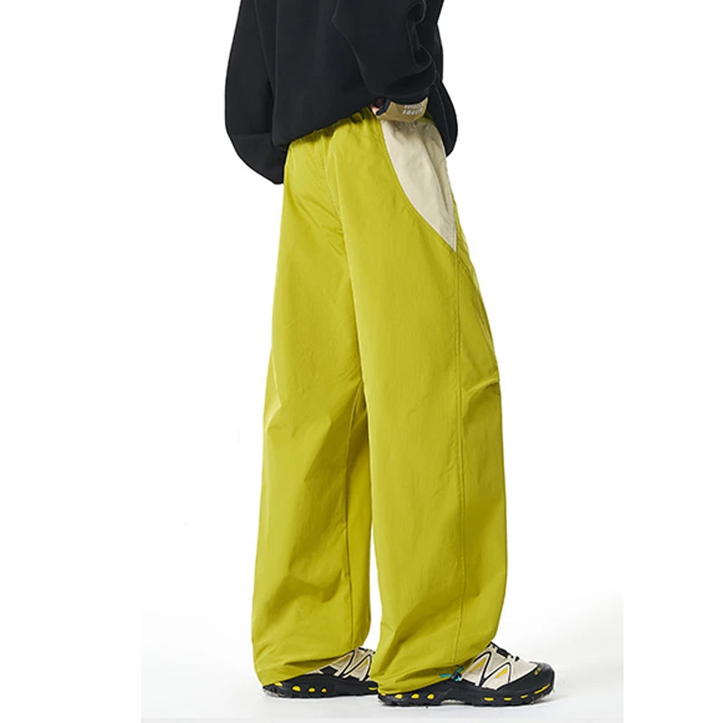 Unisex Quick-Dry Waterproof Cargo Pants – Colorblock Wide-Leg Outdoor Hiking Trousers With