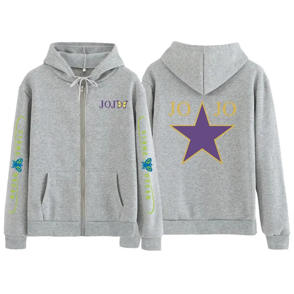 JOJO's Bizarre Adventure Graphic Print Zipper Hoodie Women Men Fashion Casual Oversized Jacket Fleece Long Sleeve Sweatshirts