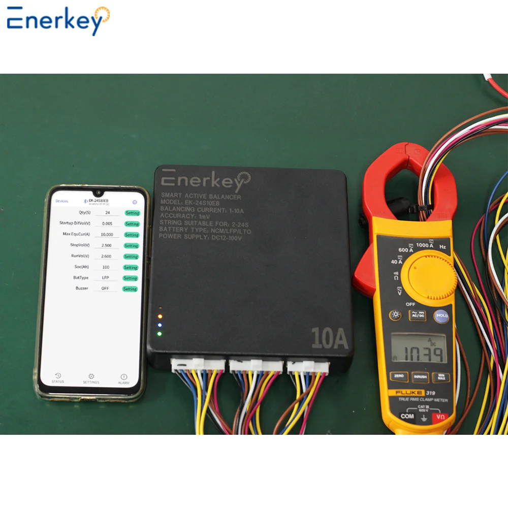 O equilibrador ativo do Enerkey-EK-24S10EB Smart, bateria de lítio, LiFePO4, LTO, 10A, 2S-24S, tem TTL, BT, VDE, UL, fundação