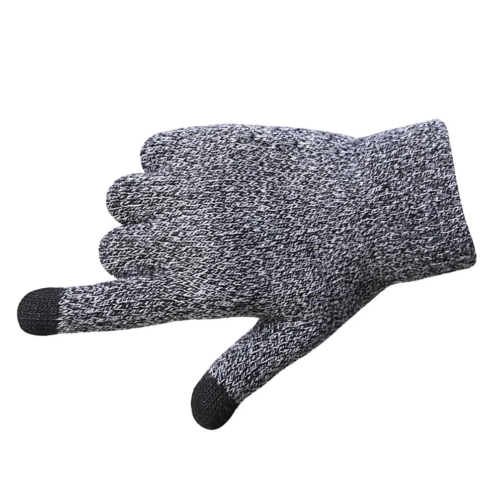 

Мужские утепленные вязаные перчатки с сенсорным экраном, теплые, противоскользящие, ветрозащитные, для активного отдыха, черно-белые, удобные, зимние