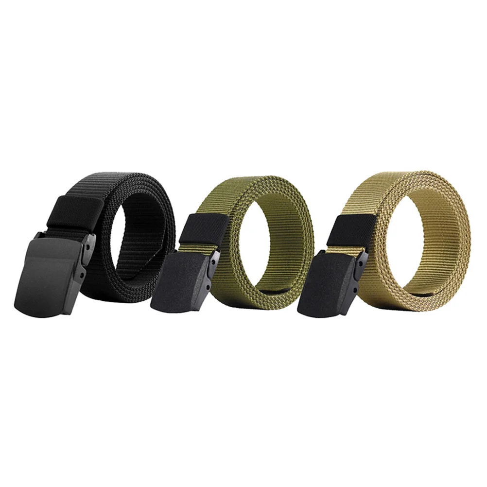 

3Pcs Military Quick-Drying Belt Canvas Breathable Plastic Buckle Adjustable No Holes for Men Daily Wear Uniform Jeans