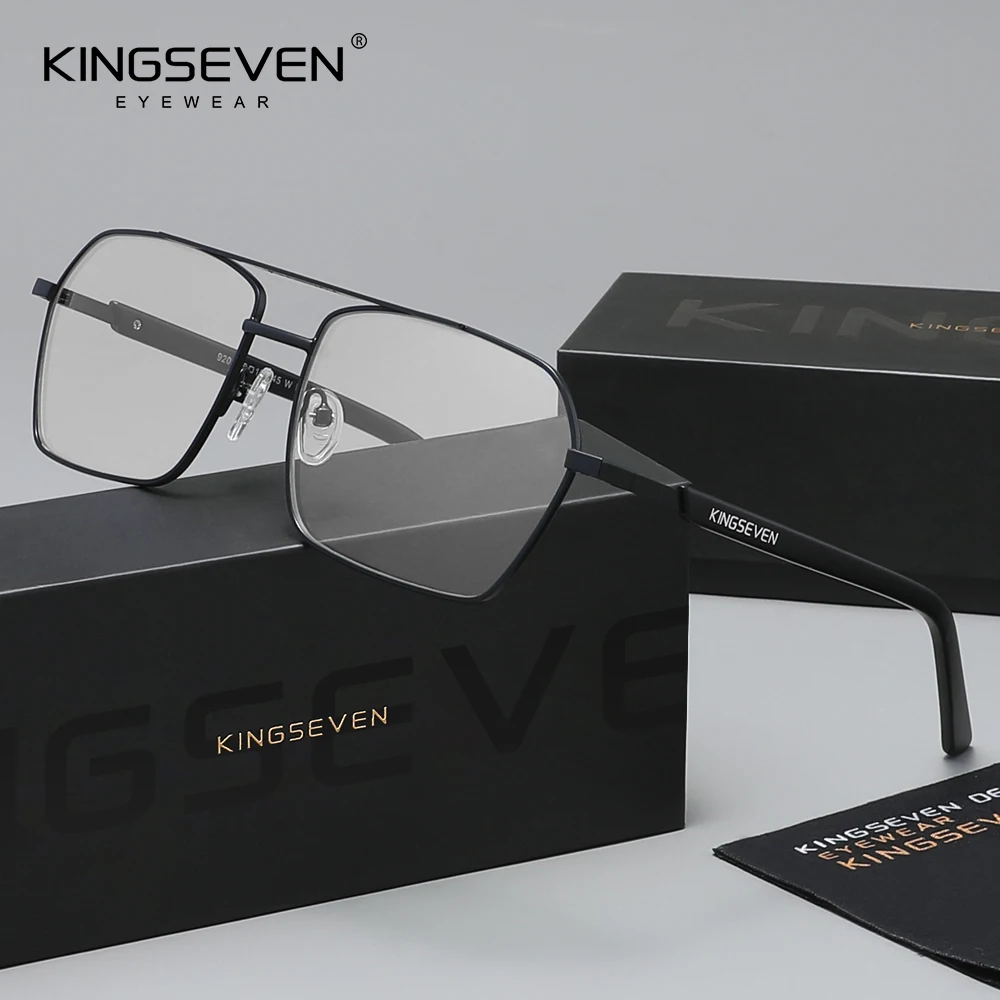 KINGSEVEN Trendige Blaulichtfilter-Brille für Männer/Frauen, Computer-Schutzbrille, Anti-Blue-Ray-Brille mit rechteckigem, großem Rahmen