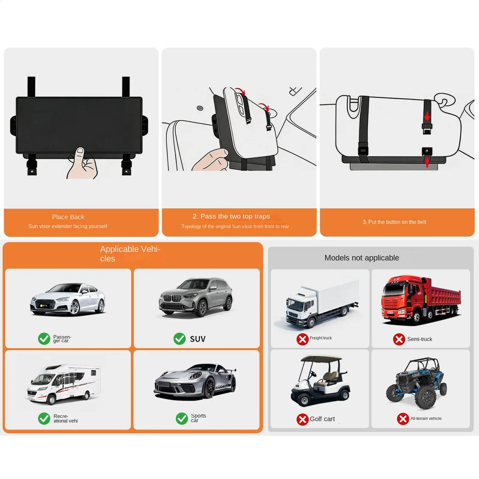 

Car Sun Visor Extender With Mirror And Card Slot Anti-Glare Interior Attachment Foldable Car Visor Extension For Safe Driving