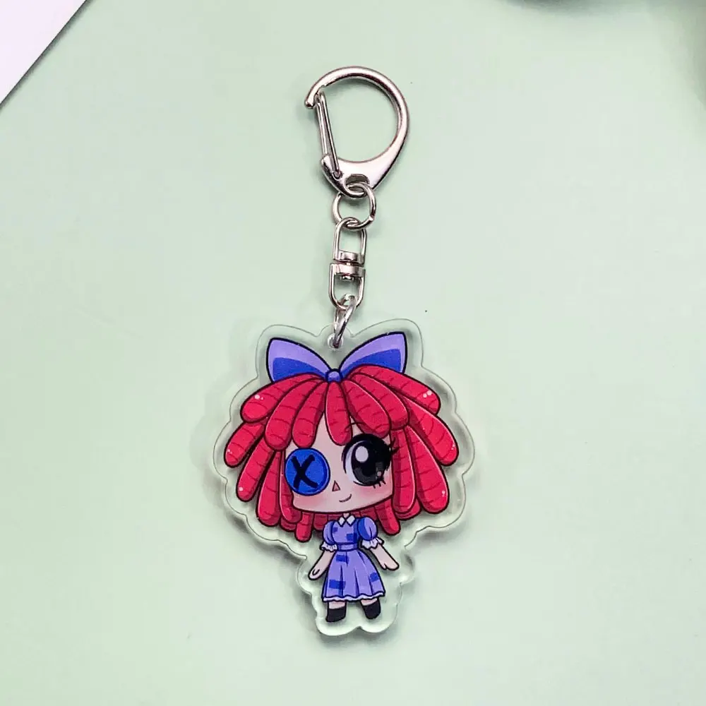 شخصيات كرتونية مذهلة السيرك الرقمي سلسلة مفاتيح مصنوعة من الأكريليك اكسسوارات حقيبة سحر ظهره قلادة حلقة رئيسية هدايا لصديق