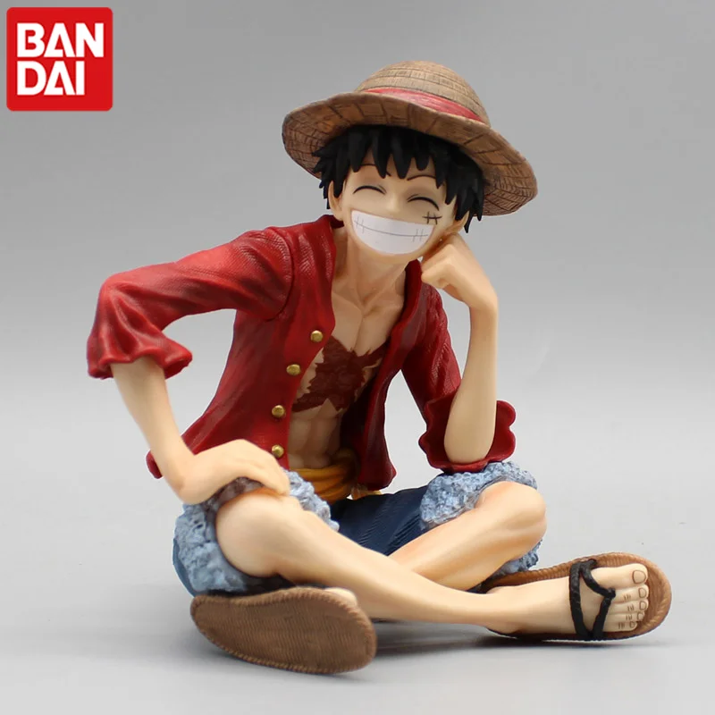 Cartoon One Piece Smiling Sitting Straw Hat Luffy Gk Anime Action Figures Model Birthday Gift Ornaments Toy For Children Gift