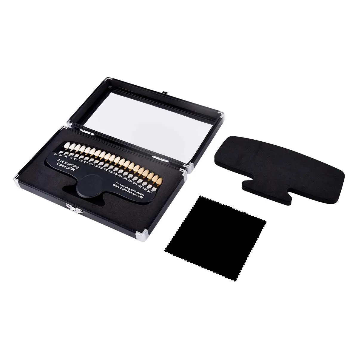 

3D Shade Guide Tooth Shade Chart Board 20 Colors Comparator W/ Mirror Dental Plate Teeth Whitening Material