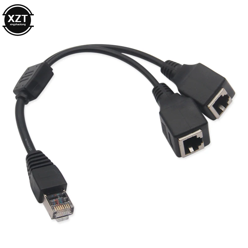 RJ45 1 Male to 2 Female Socket Port LAN Ethernet Network Splitter Y Stable Transmission Network Lead Extender Extension Cable