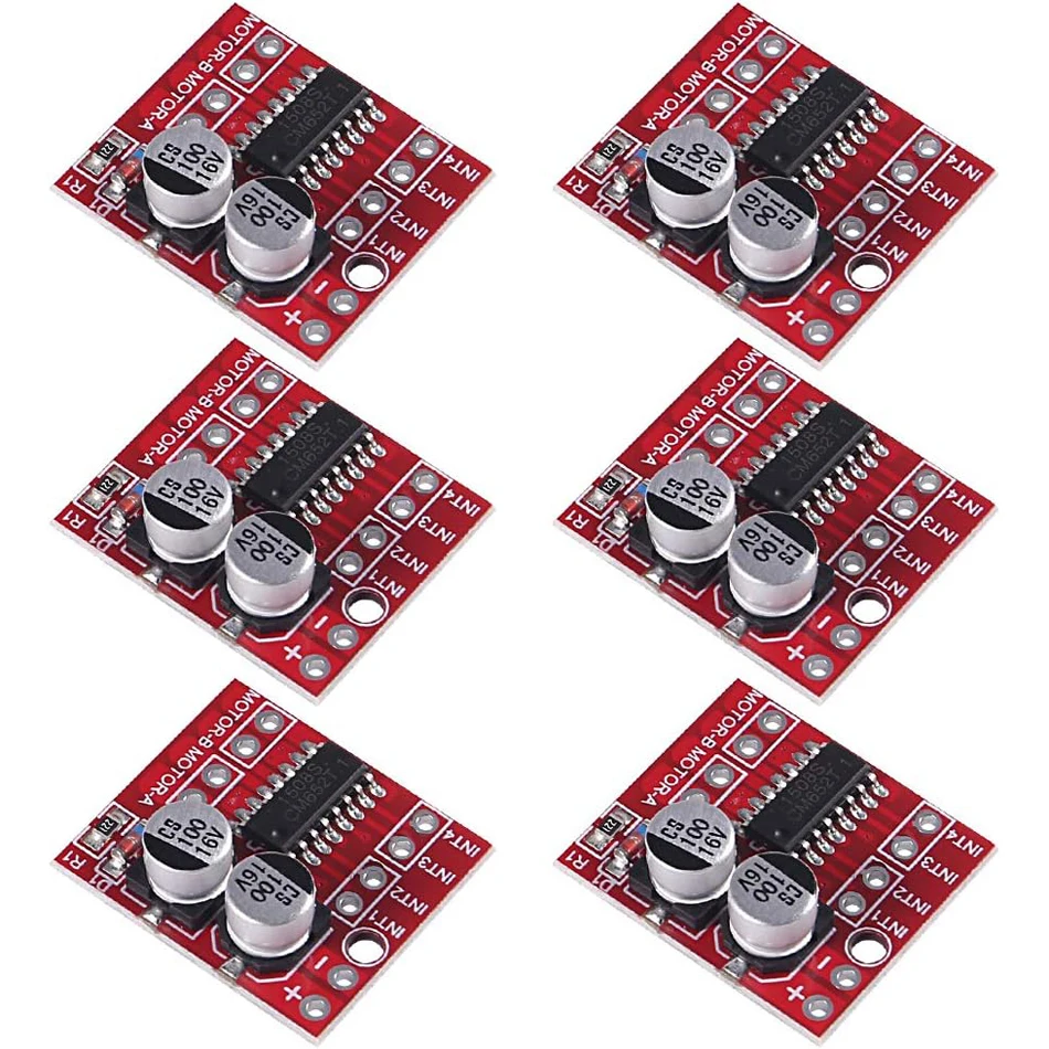 6-pakowy sterownik silnika prądu stałego Mini L298N, MX1508 Mini dwukanałowy 1,5 A 2-drożny regulator prędkości PWM z podwójnym mostkiem H Wymień krokowy