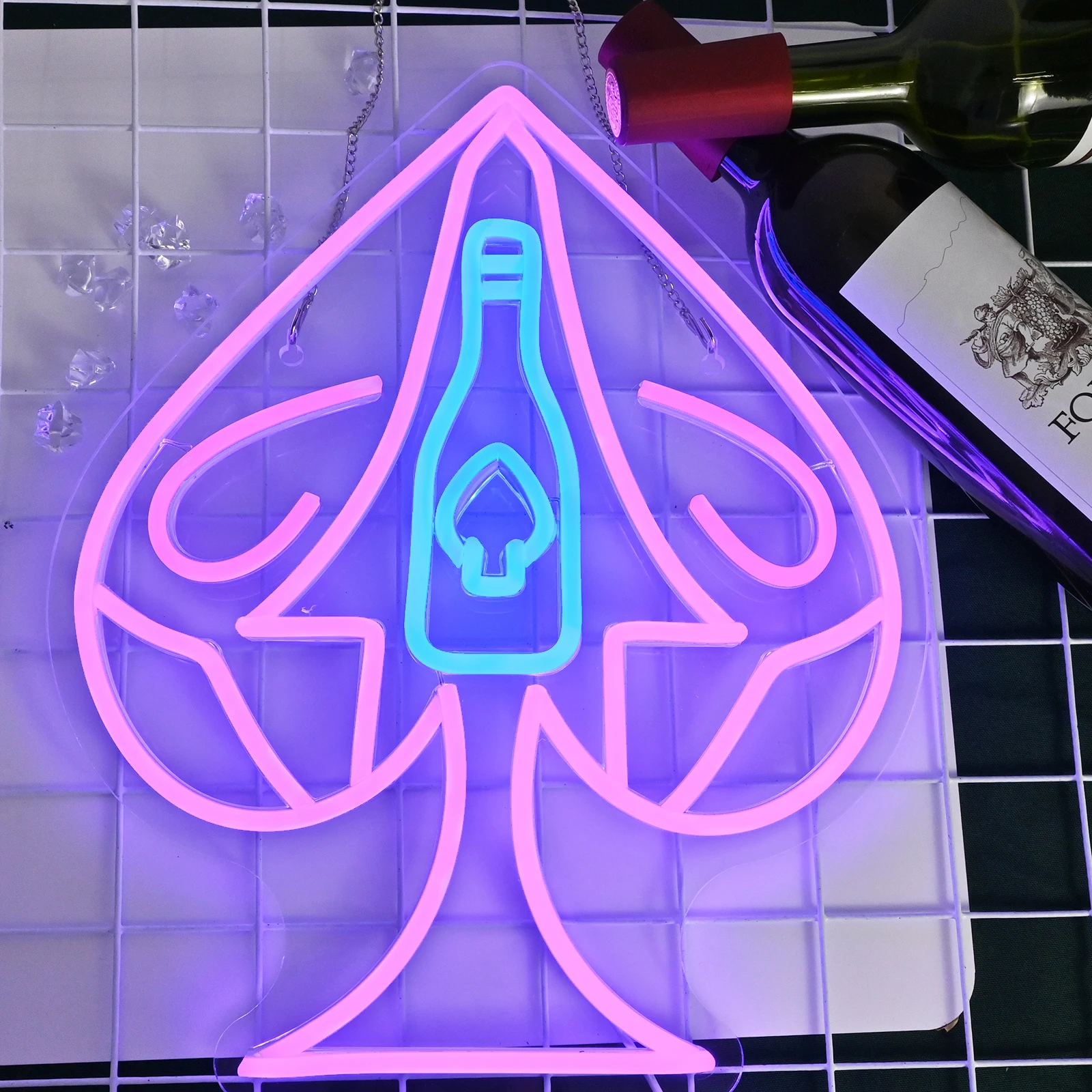 Imagem -02 - Ace of Spades Neon Sign For Wall Decor Usb Regulável Homem Caverna Casa Bar Café Lounge Sala de Jogos Música Estúdio Clube Festa