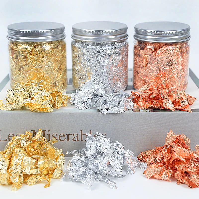 

3g Imitation Gold Sliver Copper Foil Sequins Glitter Craft Leaf Flake Sheet Shiny Foil Paper For Gilding DIY Nail Art Decoration