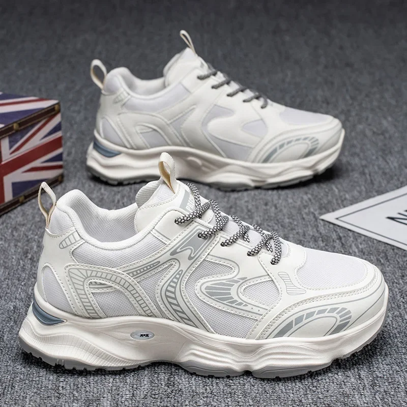 

Весна 2024, мужская спортивная обувь с дышащей сеткой, модная универсальная повседневная обувь для папы на толстой подошве, удобная обувь без шнуровки на щиколотке