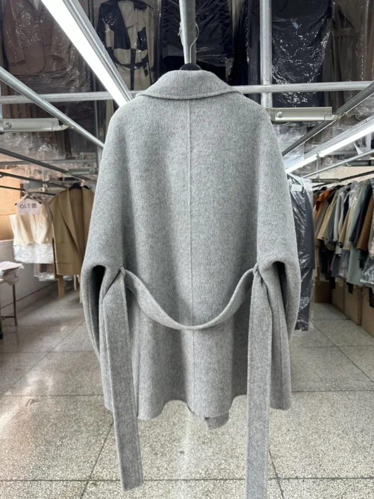 DFDG 2025 Women's Senior  Luxury Autumn And Winter Warm New Scarf High Neck Double Breasted Solid Color Simple High-quality Coat