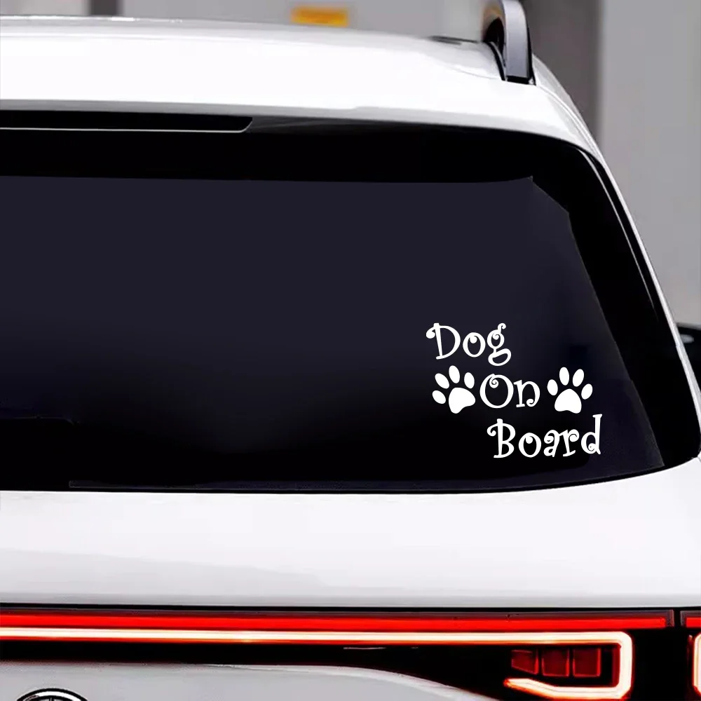 Cute Dog Footprint Pattern DOG ON BOARD Car Sticker Waterproof Vinyl Decal Motorcycle Car Window Body Decor Sticker Accessories