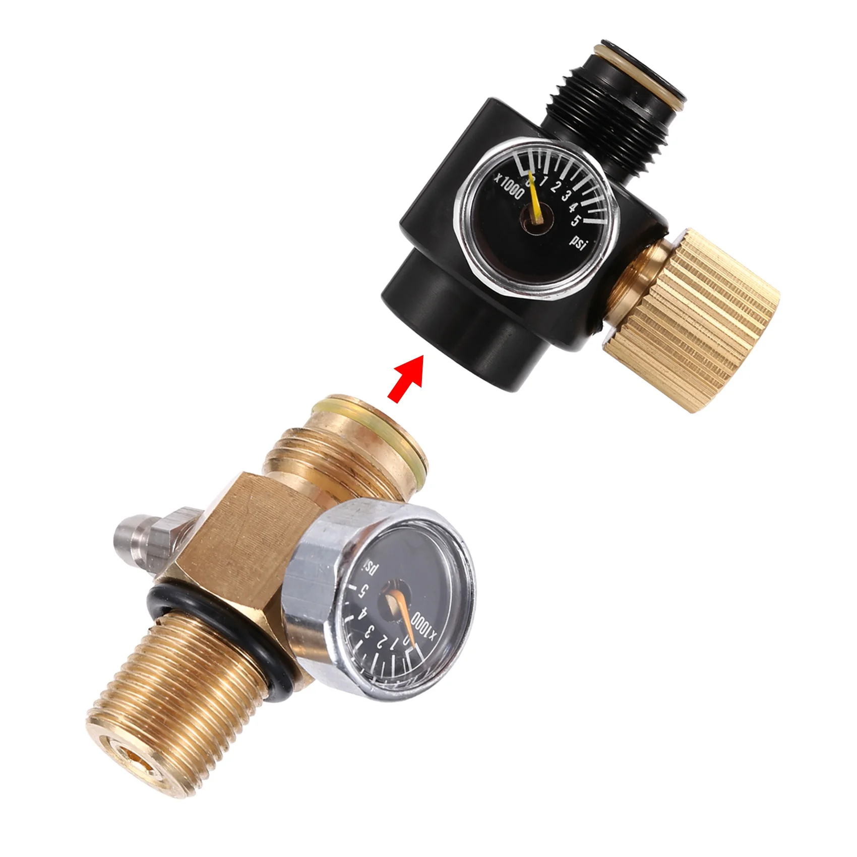 PCP Air Tank Cylinder Regulator Adjustable Pressure 0-2800Psi & HPA Tank Pin Valve 300Bar M18X1.5