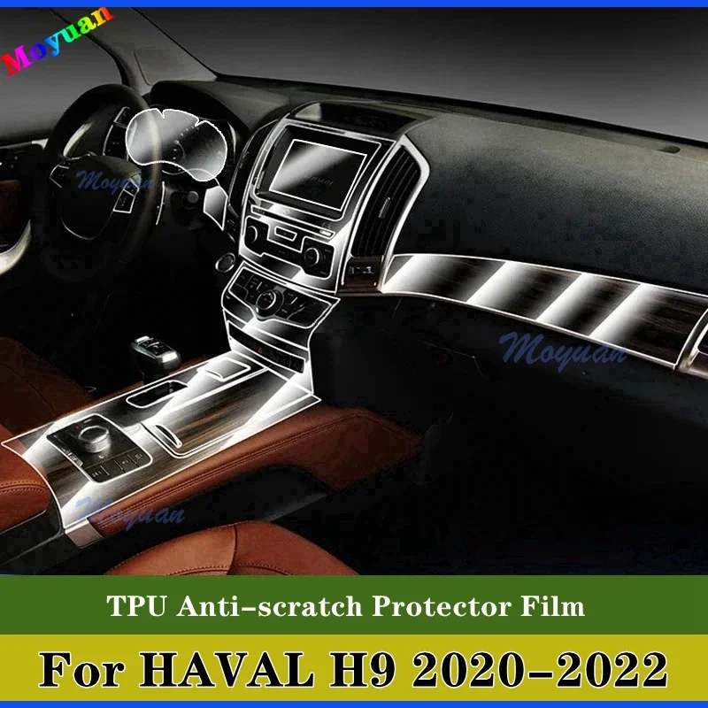 For HAVAL H9 2020-2022 Car Gearbox Panel Navigation Screen Automotive Interior TPU Protective Film Anti-Scratch Sticker