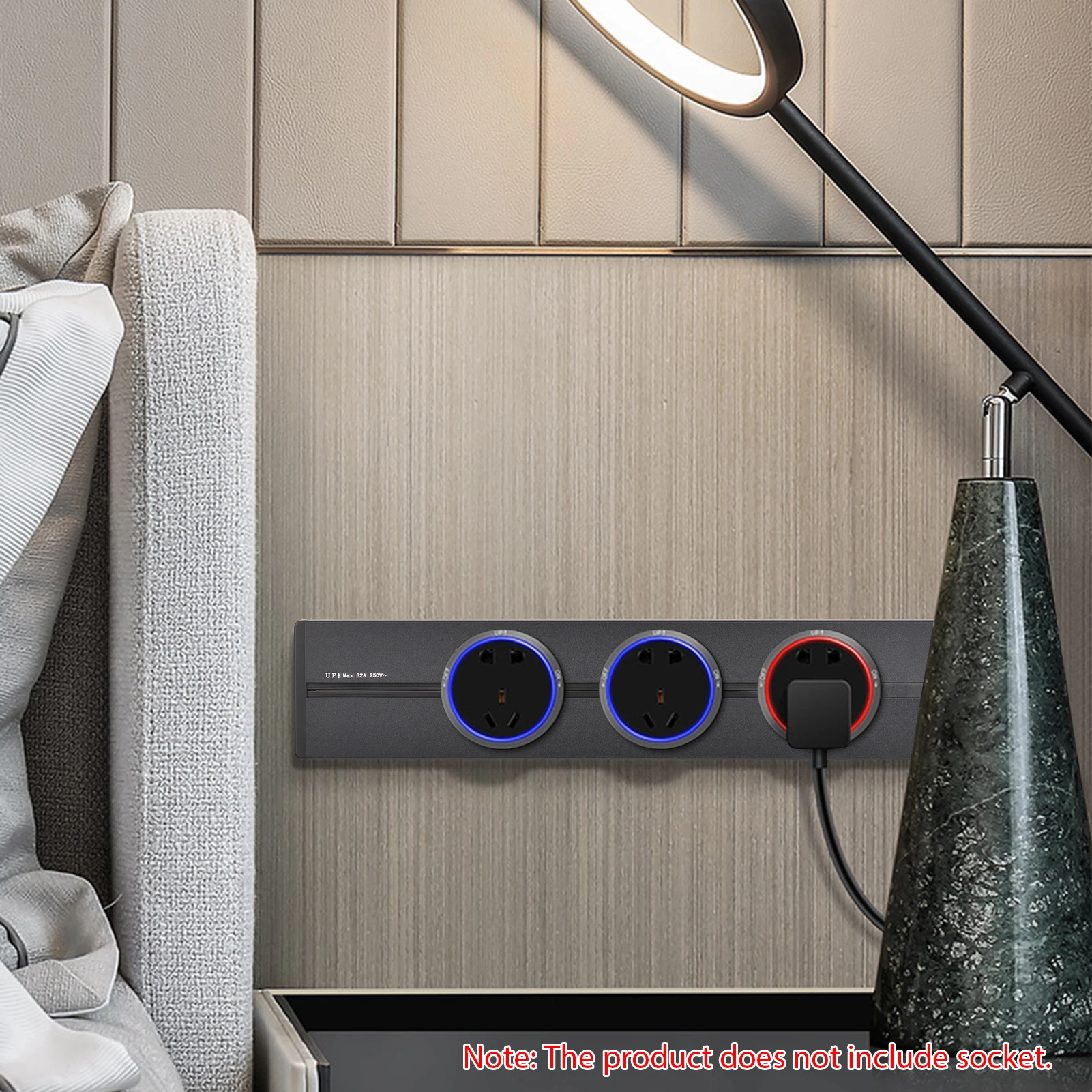 Removable Electrical Outlet Track System 8000W High Power Track System Movable Wall Outlet Extender Wire-free Power Strip Slidin