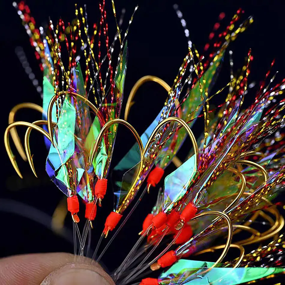 MNFT 4 Stück Fliegenbinden Regenbogenfolie Sabiki Rig Herstellung Garnelen Flash Back Wings Scud Nymph Fliegenbindematerialien – Detail 6
