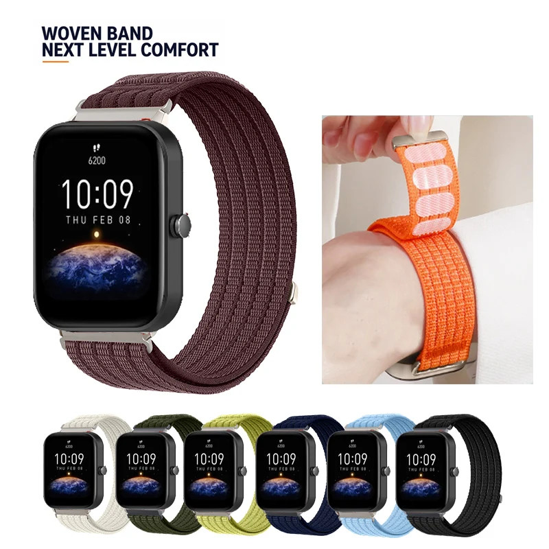 20mm Breathable Nylon Sport Loop Velcro Strap For Huami Amazfit Bip 3 S U Pro / GTS 2 3 4 mini