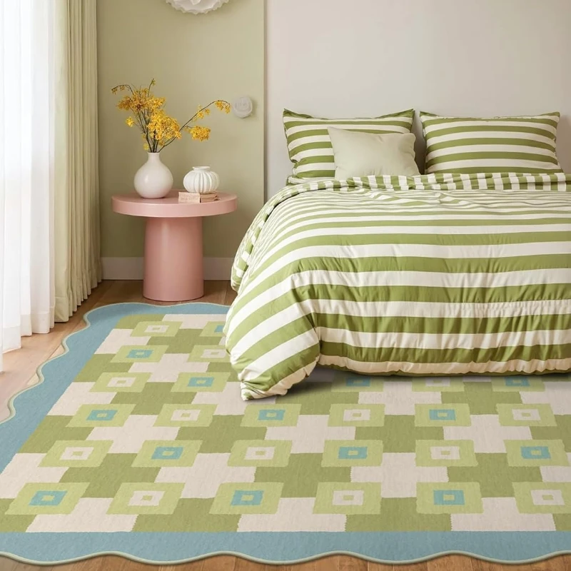 

Carpet for Living Room Contrast Color Checkerboard Design Bedroom Rugs Machine Washable Non-slip Soft Coffee Table Mats Alfombra