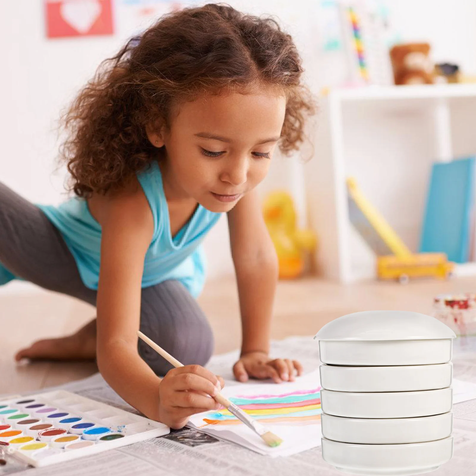 

Ceramic Palette Watercolor Tray Ink Mixing Trays Pigment Ceramics Paint Reusable Child
