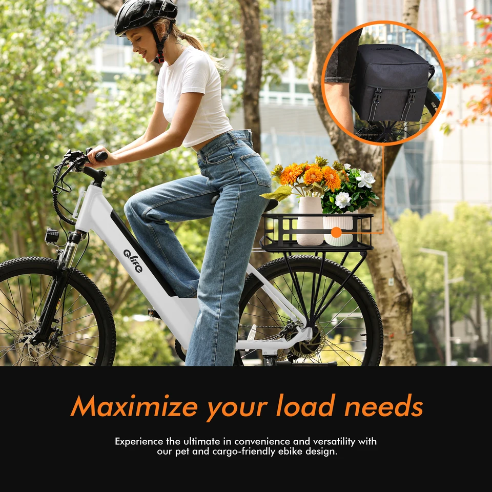 Qlife Cityone  St Electric Bike for Woman, Peak 1200W Motor 48V Battery, 25MPH 55 Miles, 26“ Step-Thru Electric Bicycle, 7-Speed Commute E-Bike image 11