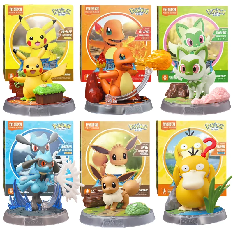 Pokemon Bausteine Pikachu Charizard Greninja Ceruledge Meowscarada Anime Zusammengebautes Spielzeug Anime Action Figure