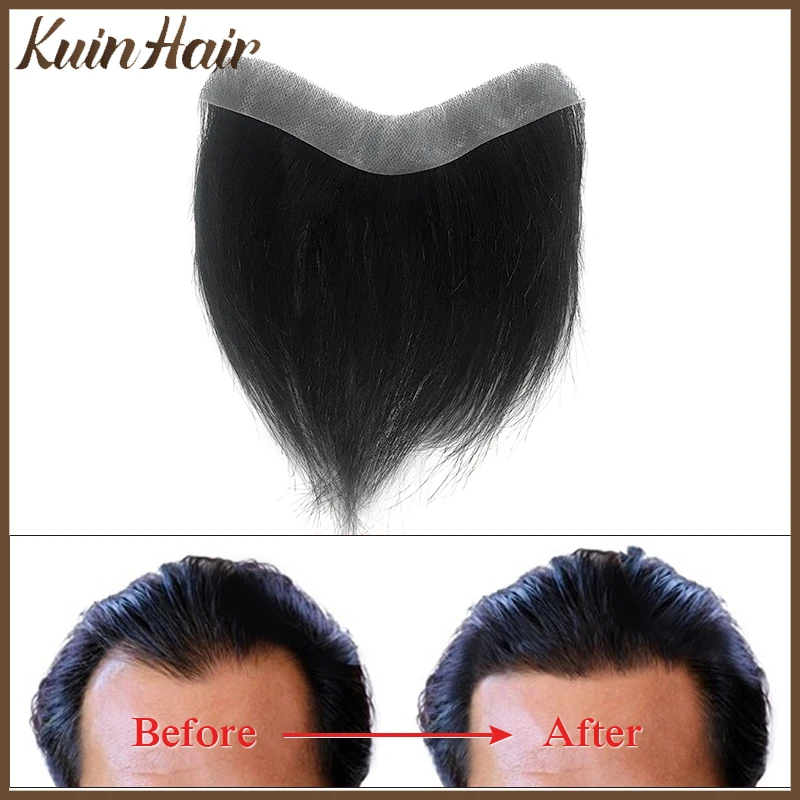 Men Capillary Prosthesis V Style Front Hairline Wig 100% Indian Remy Real Human Hair Hairpiece System Unit For Men Natural Color